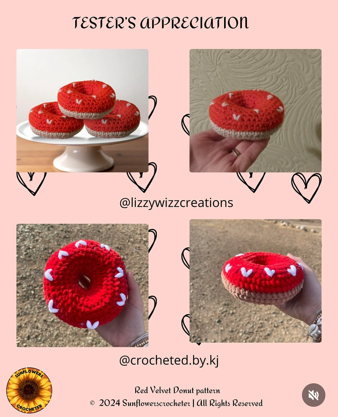 free pattern red velvet donut