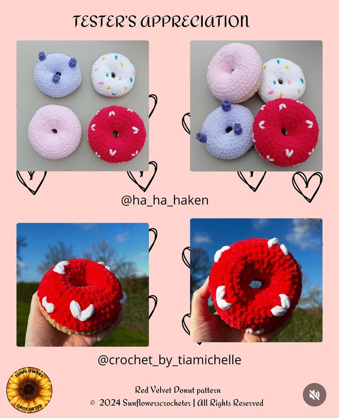 free pattern red velvet donut