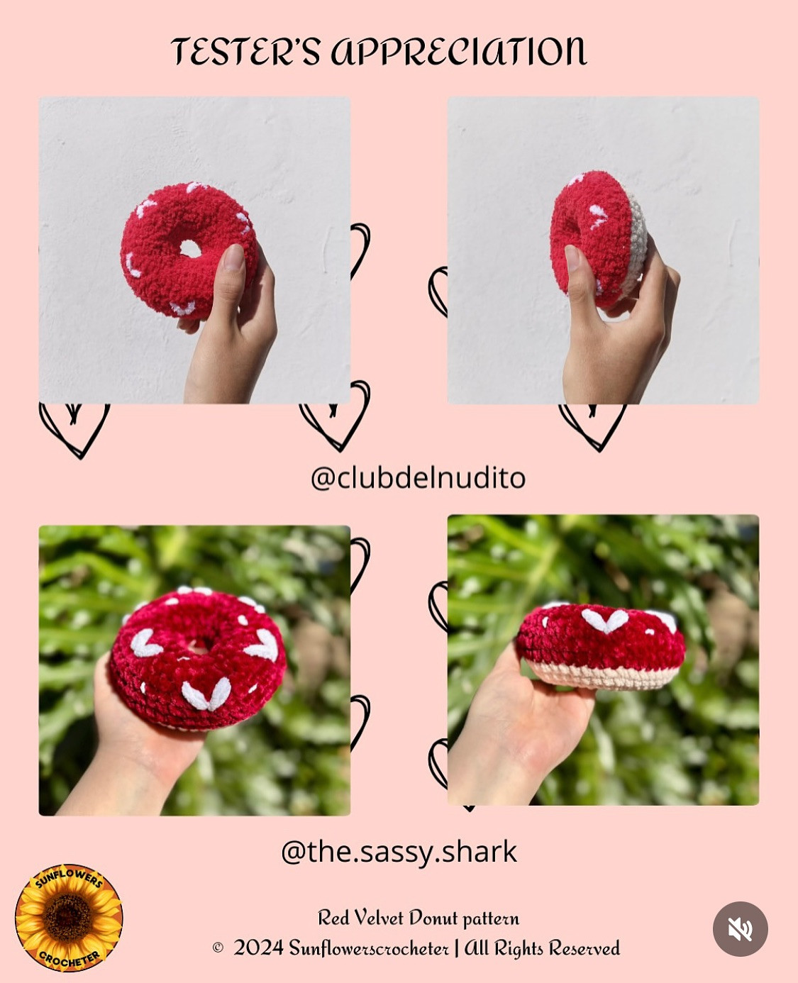 free pattern red velvet donut