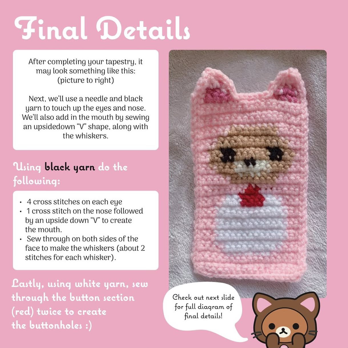 FREE PATTERN: Rilakkuma Cat Tapestry ⋆ ˚｡⋆୨୧˚