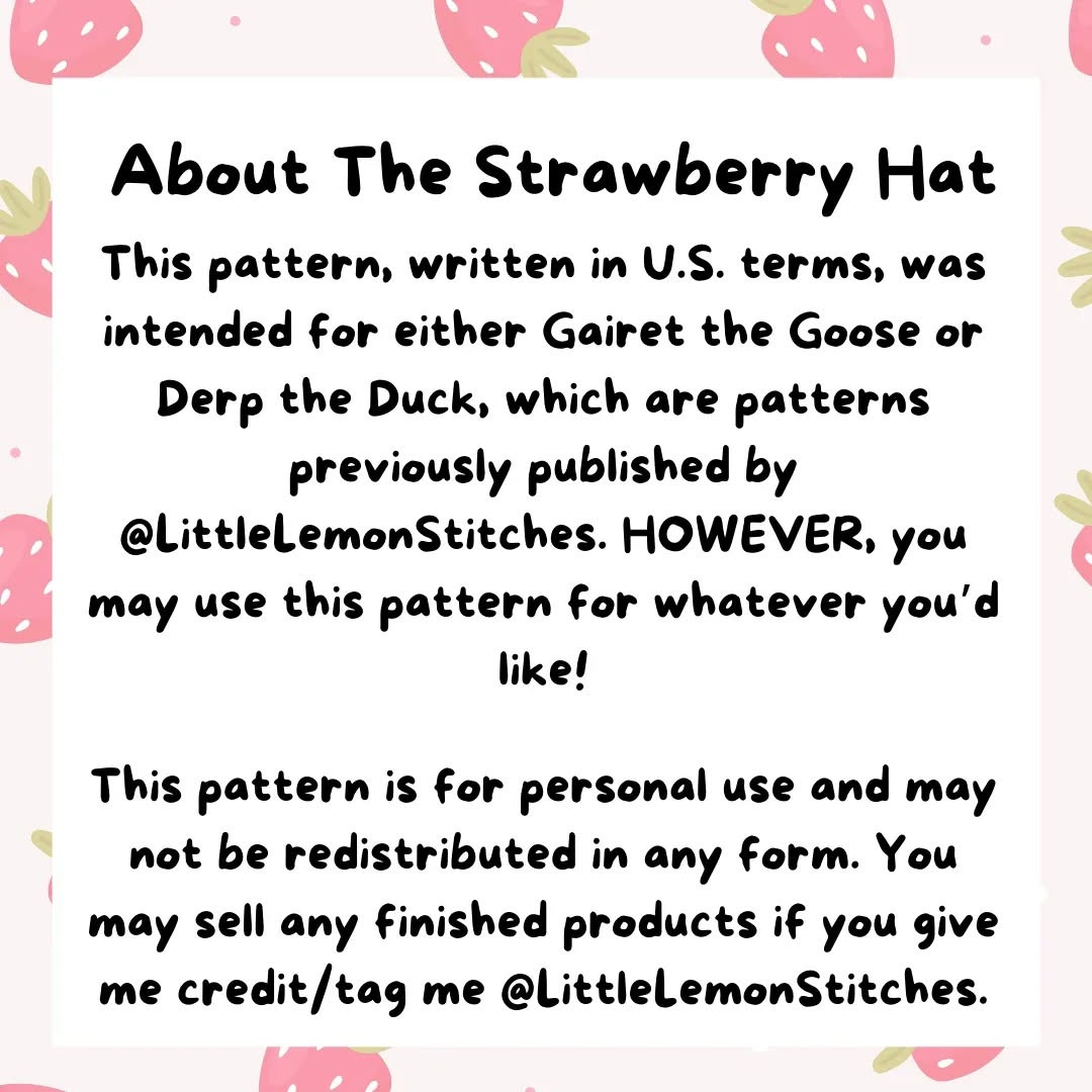 free pattern stawberry hat derp the duck pattern