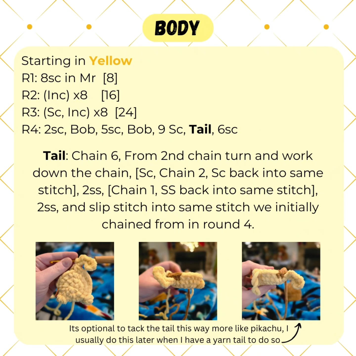 Free Pikachu Pattern low sew