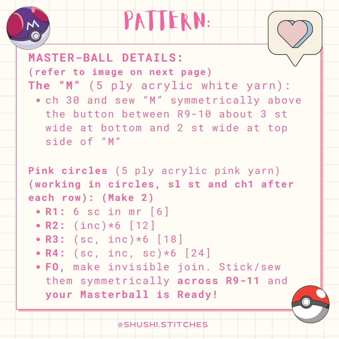 ✨️FREE POKEBALL + MASTERBALL CROCHET PATTERN BUNDLE ✨️