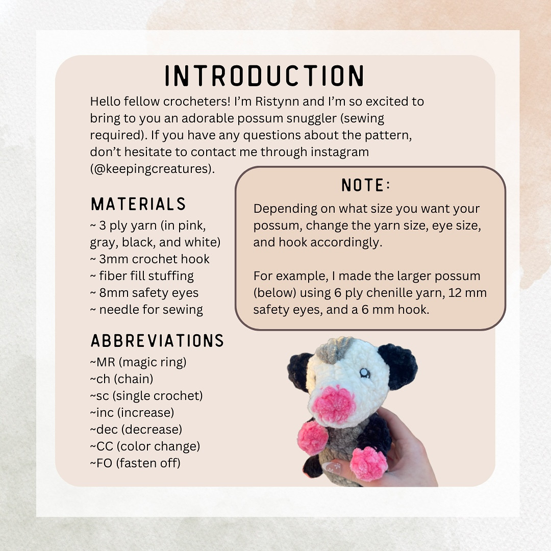 ✨ FREE POSSUM CROCHET PATTERN ✨