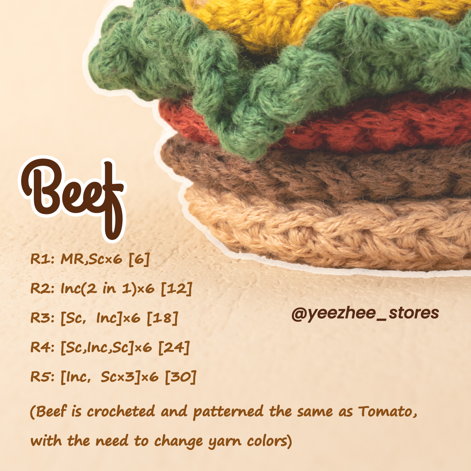 hamburger crochet pattern