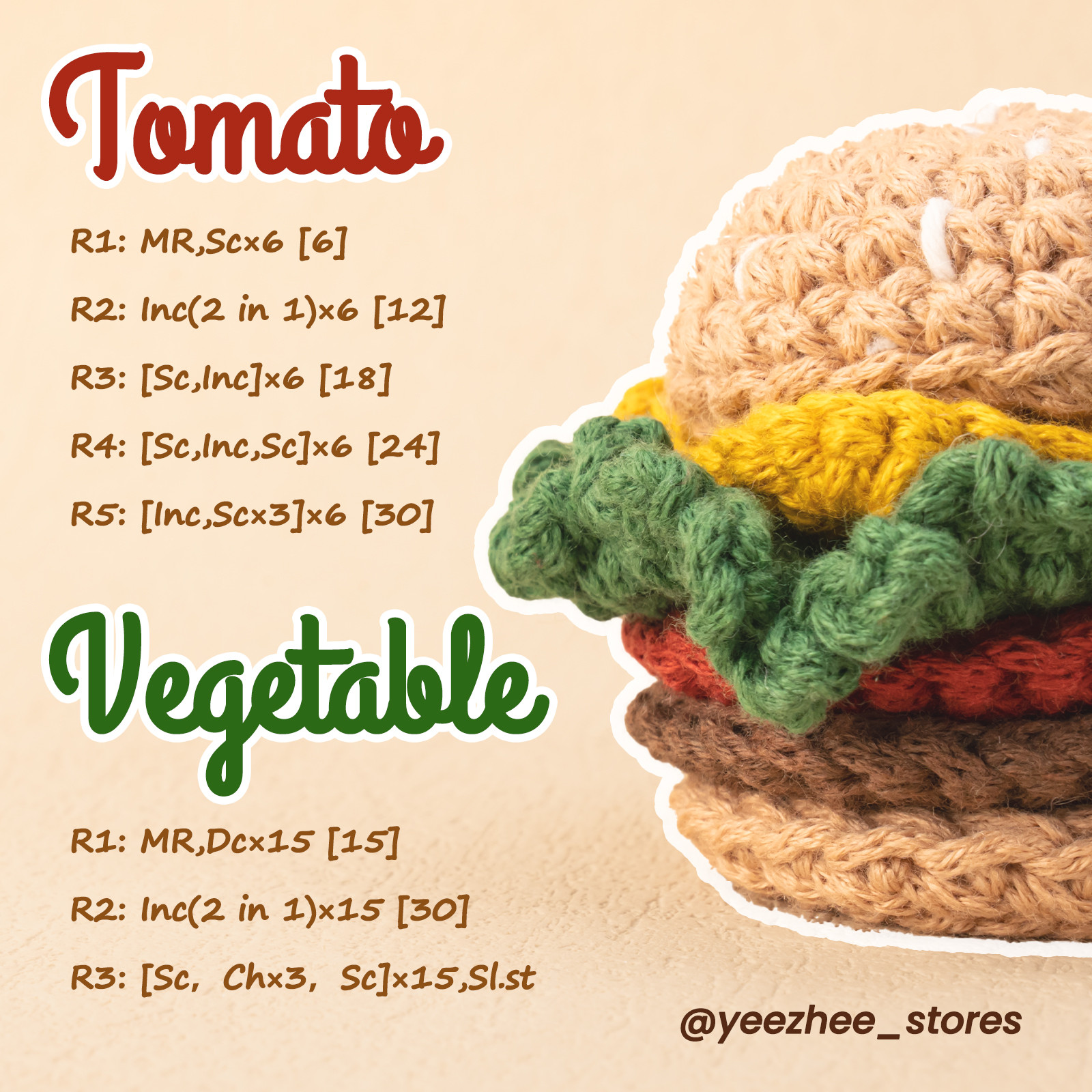 hamburger crochet pattern