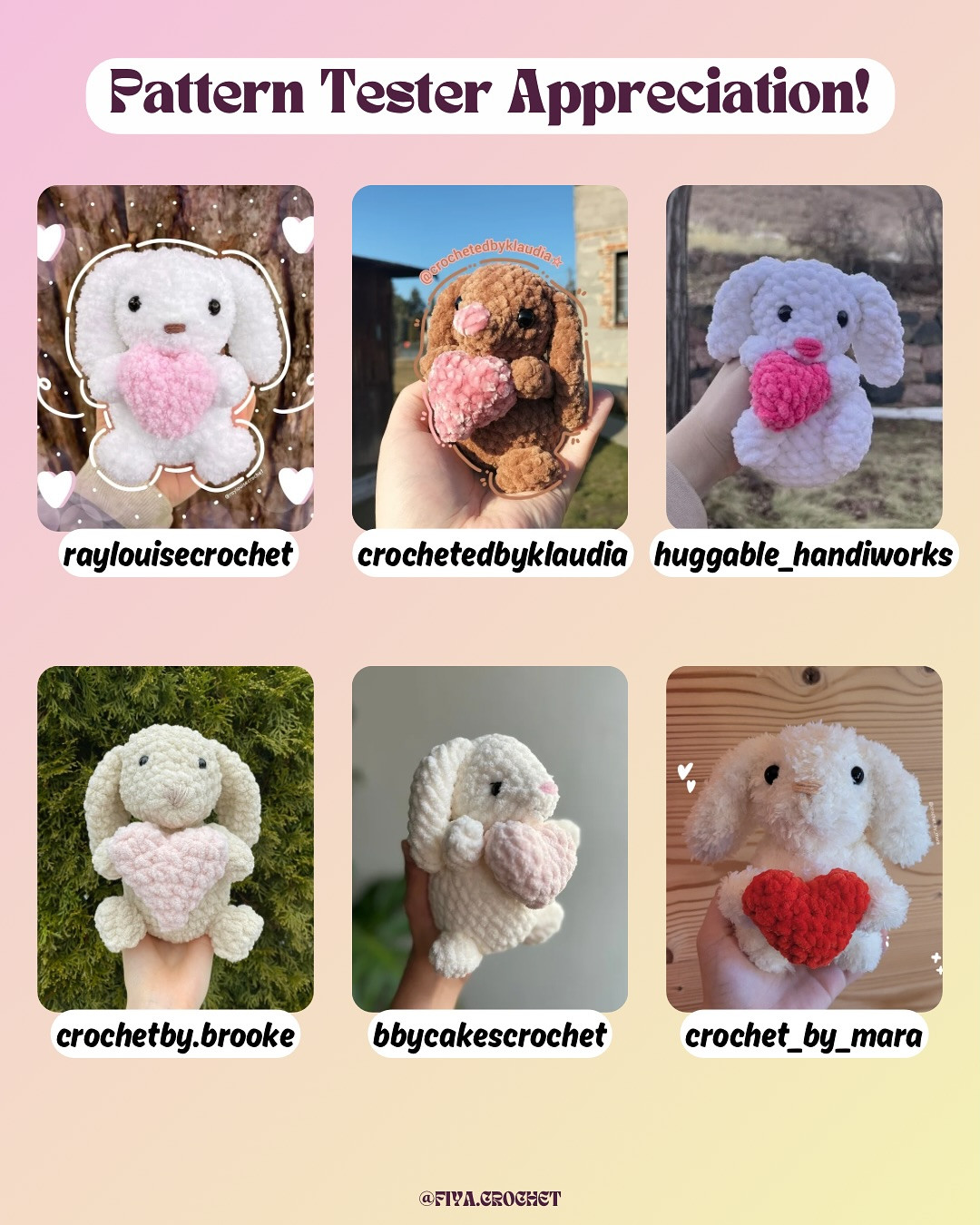 💗HEART BUNNY CROCHET PATTERN 💗