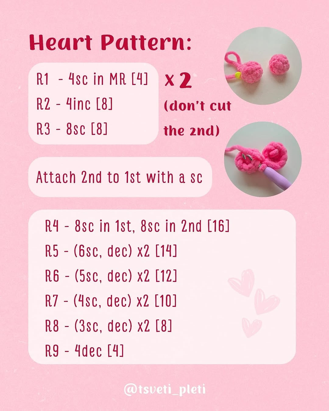 mini heart free crochet pattern