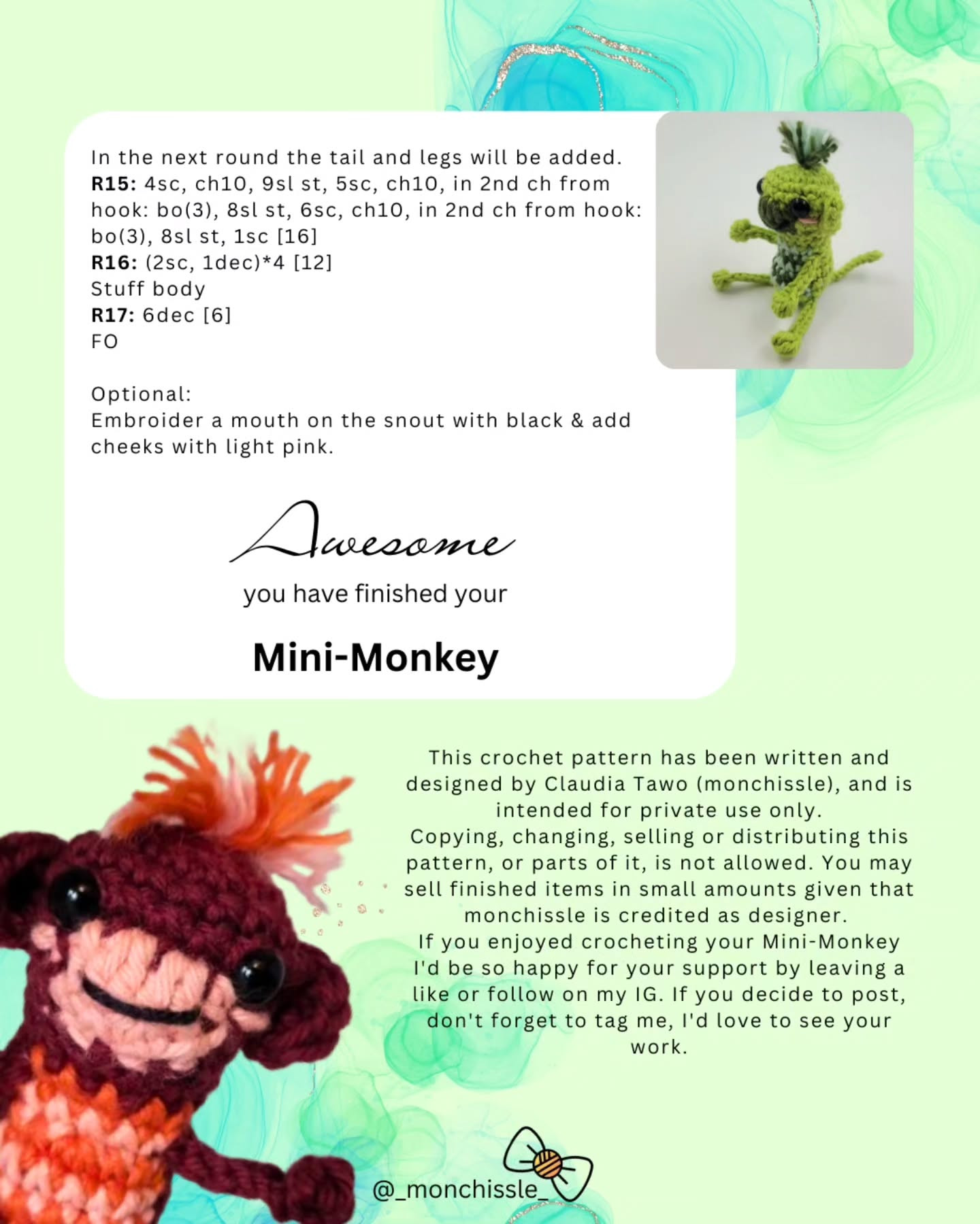 mini monkey no sew