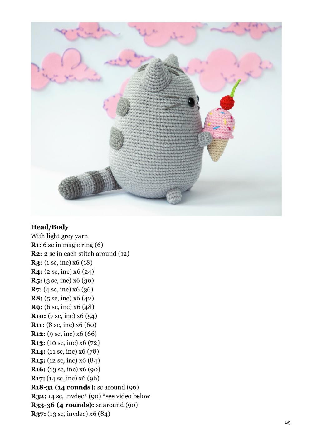 Pusheen with Ice Cream FREE Amigurumi Pattern