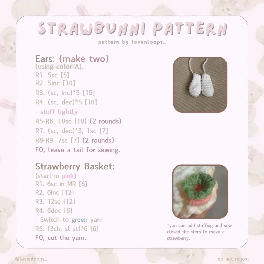 ⋆. STRAWBUNNI FREE PATTERN + tester appreciation 𐙚 ˚