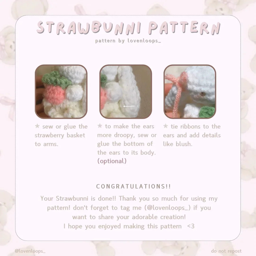 ⋆. STRAWBUNNI FREE PATTERN + tester appreciation 𐙚 ˚