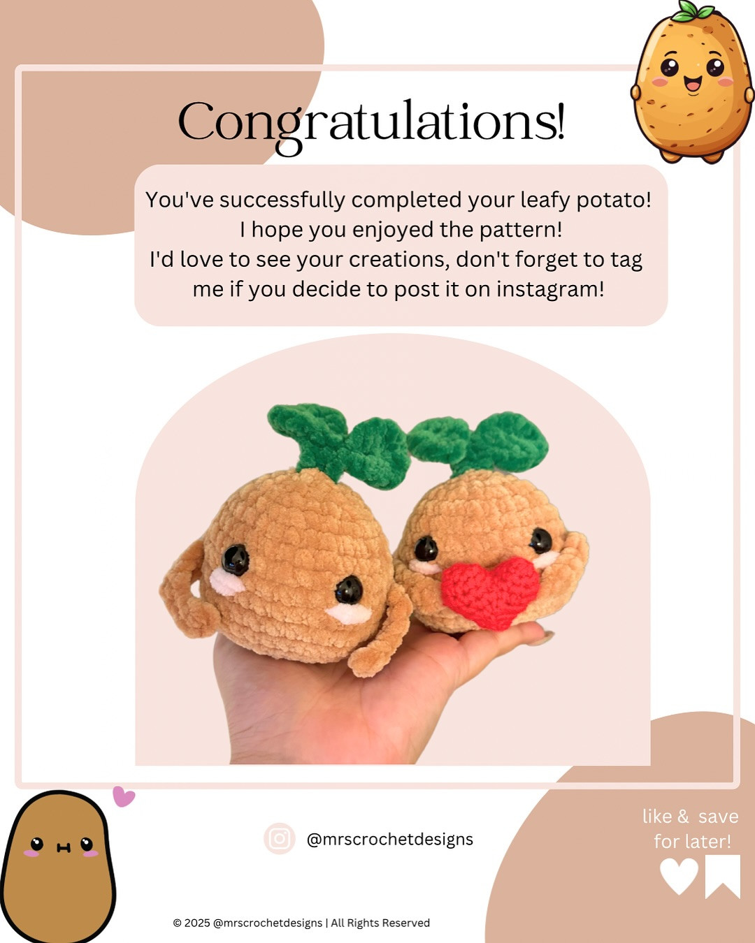 ✨SUPRISEEEE FREE PATTERN 🔔✨ IT’S PATTERN
RELEASE DAAAY! LEAFY POTATO 🥔