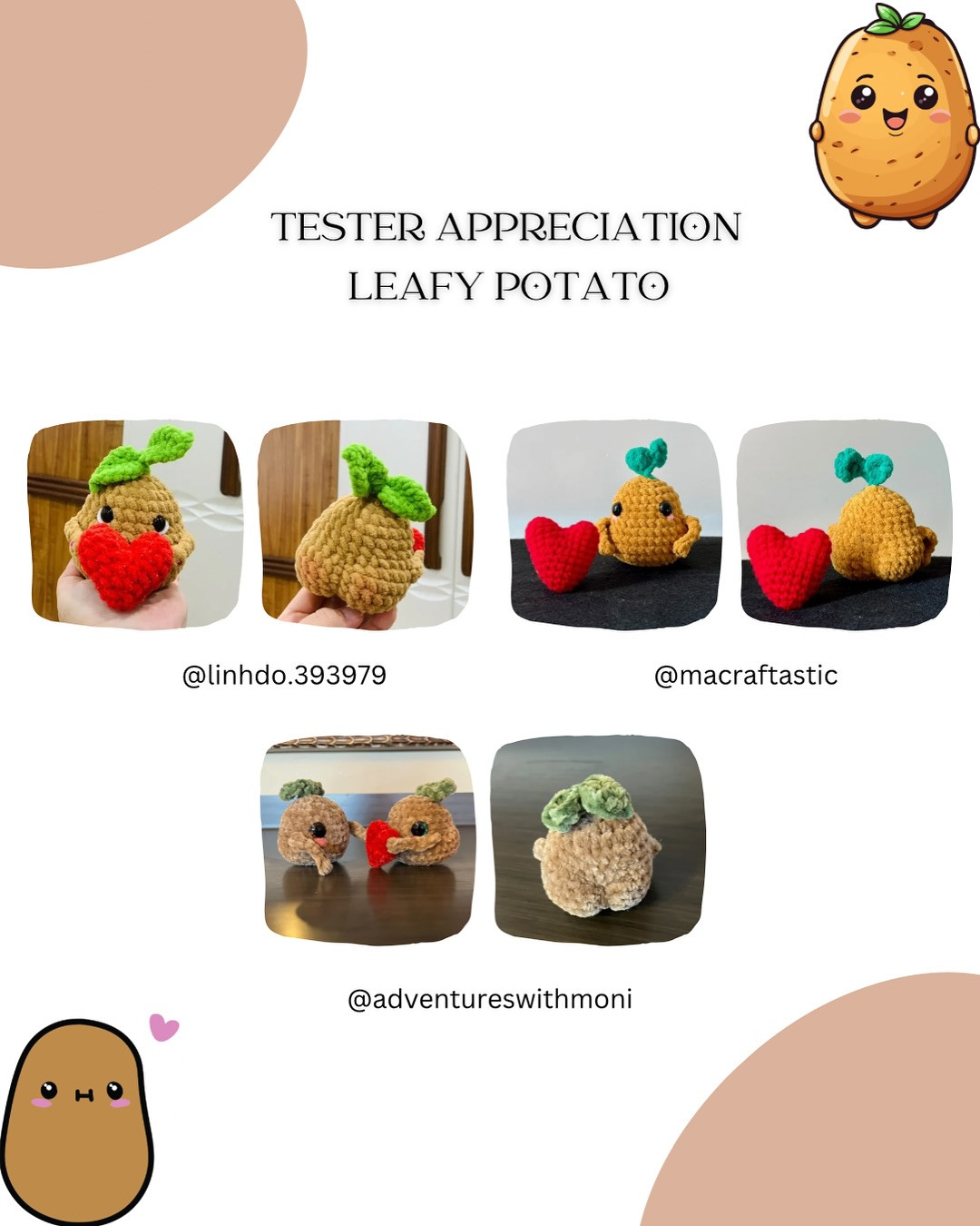 ✨SUPRISEEEE FREE PATTERN 🔔✨ IT’S PATTERN
RELEASE DAAAY! LEAFY POTATO 🥔