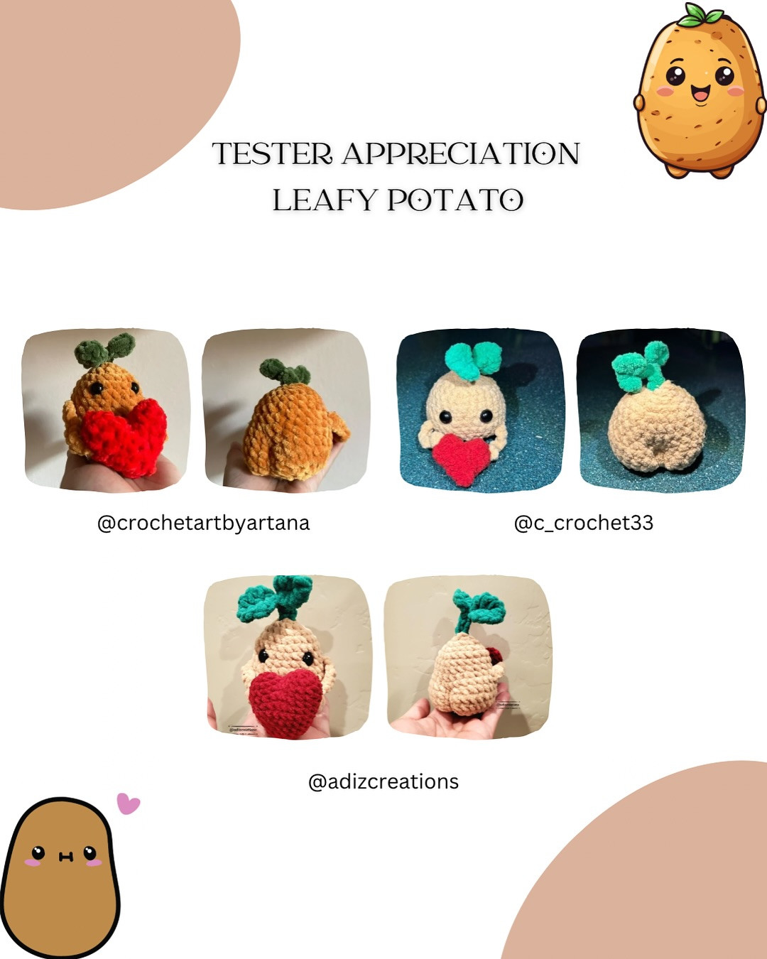 ✨SUPRISEEEE FREE PATTERN 🔔✨ IT’S PATTERN
RELEASE DAAAY! LEAFY POTATO 🥔