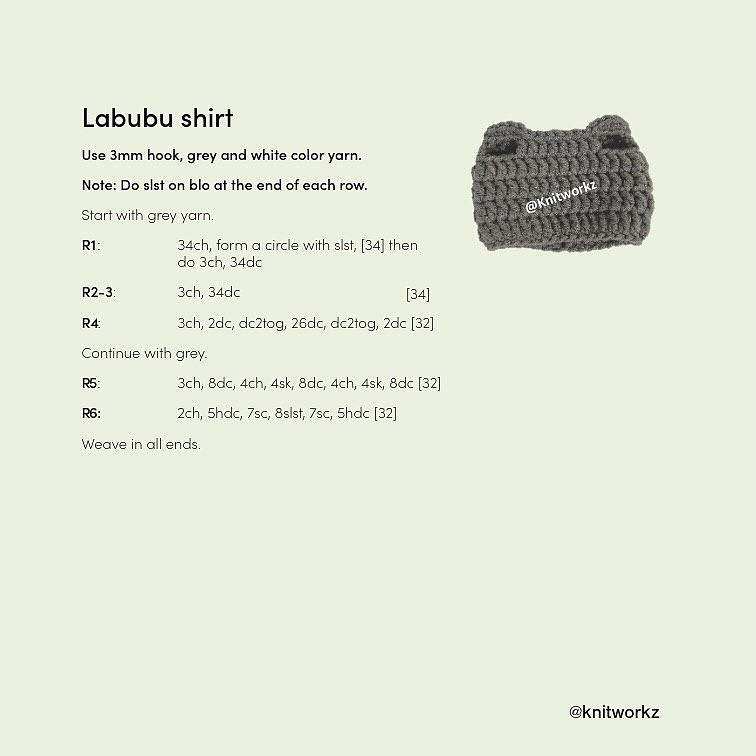 totoro labubu costume free pattern