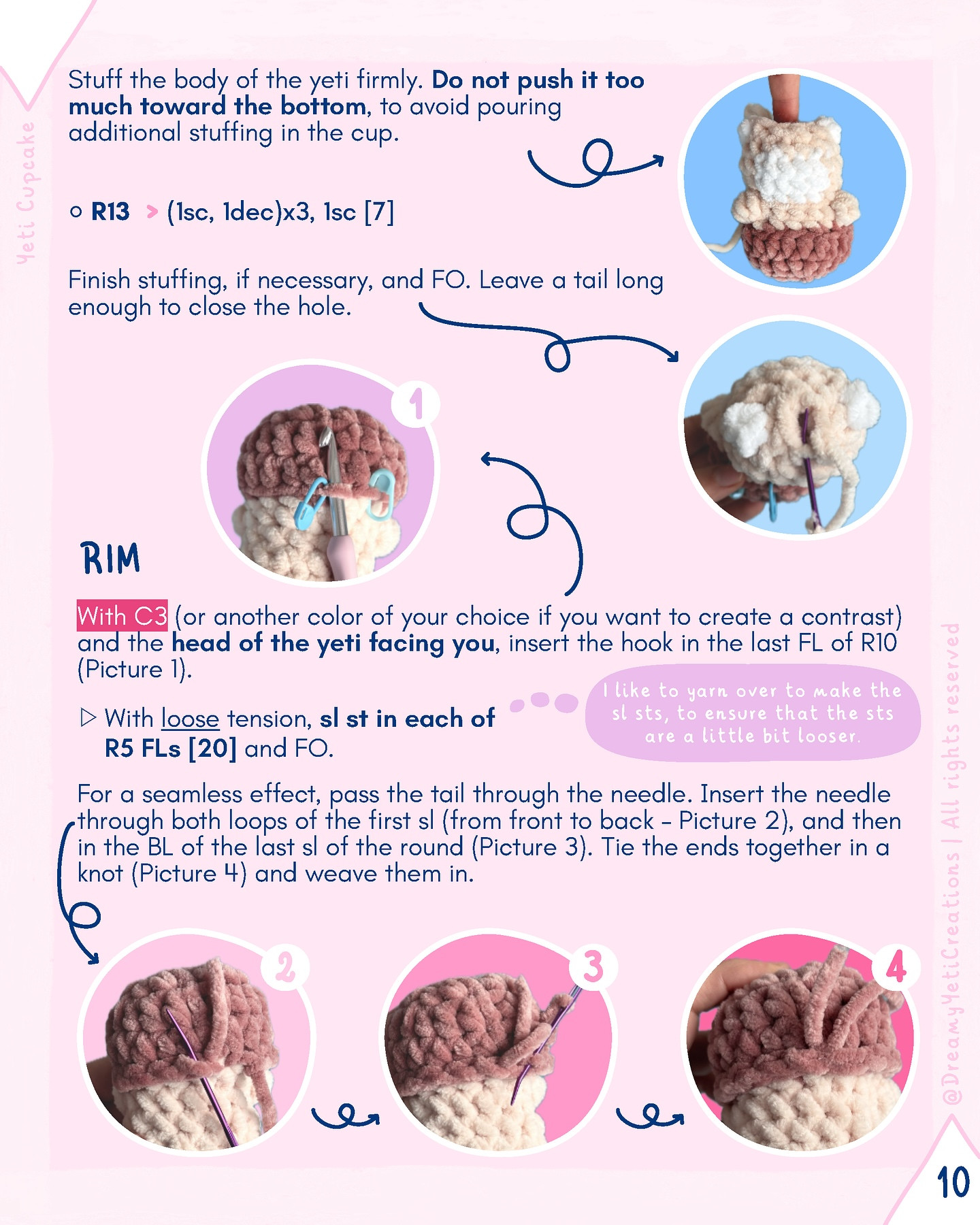 Yeti Cupcake free pattern