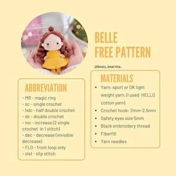 belle doll free pattern