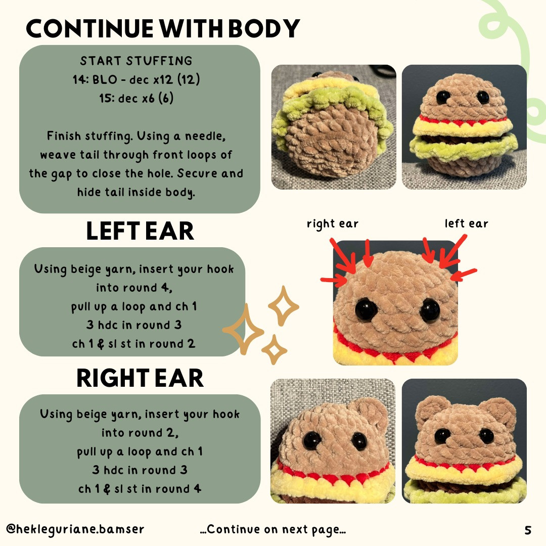 burger bear free pattern