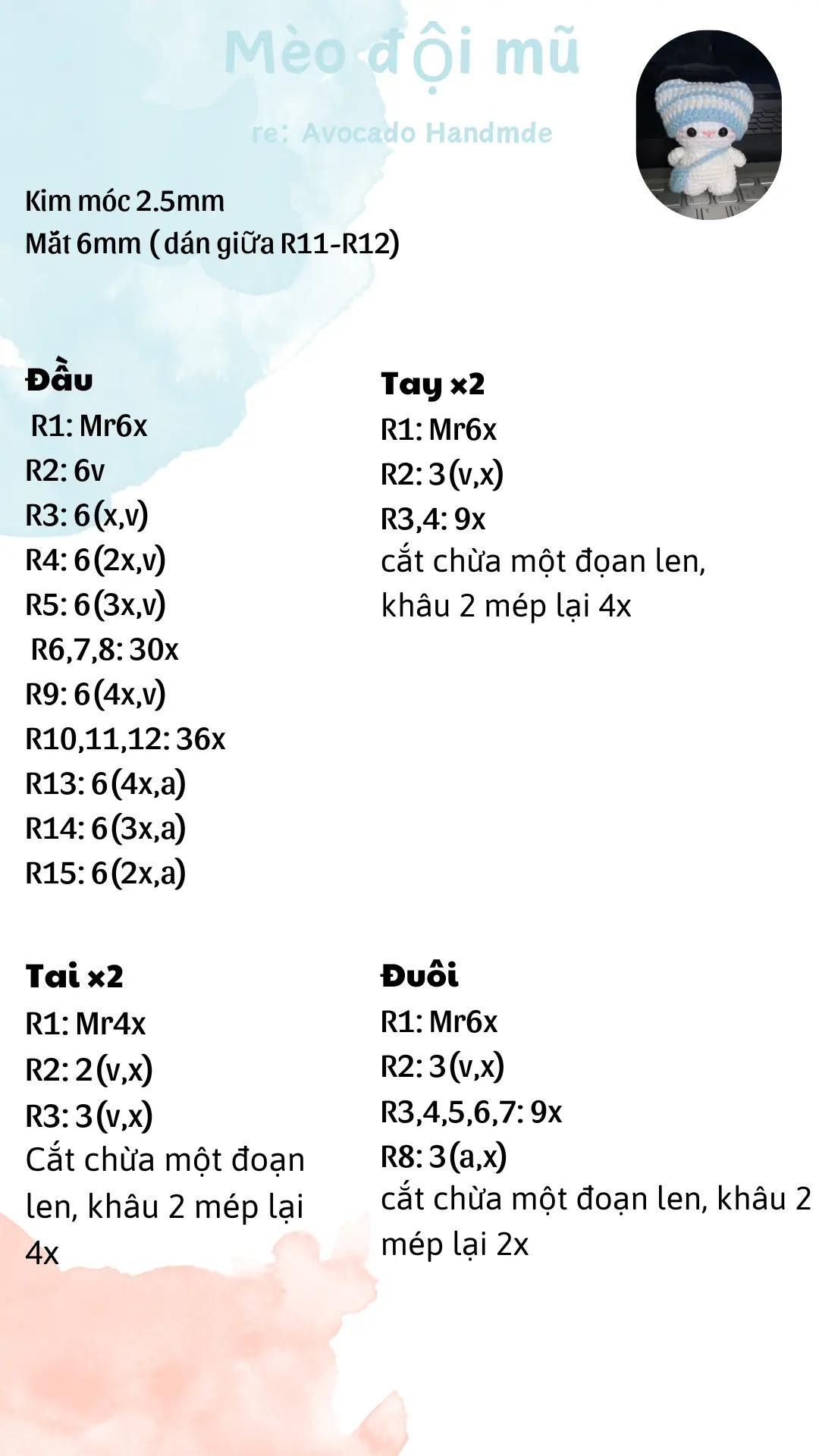 Chart mèo đội mũ ngoan xinh iu~