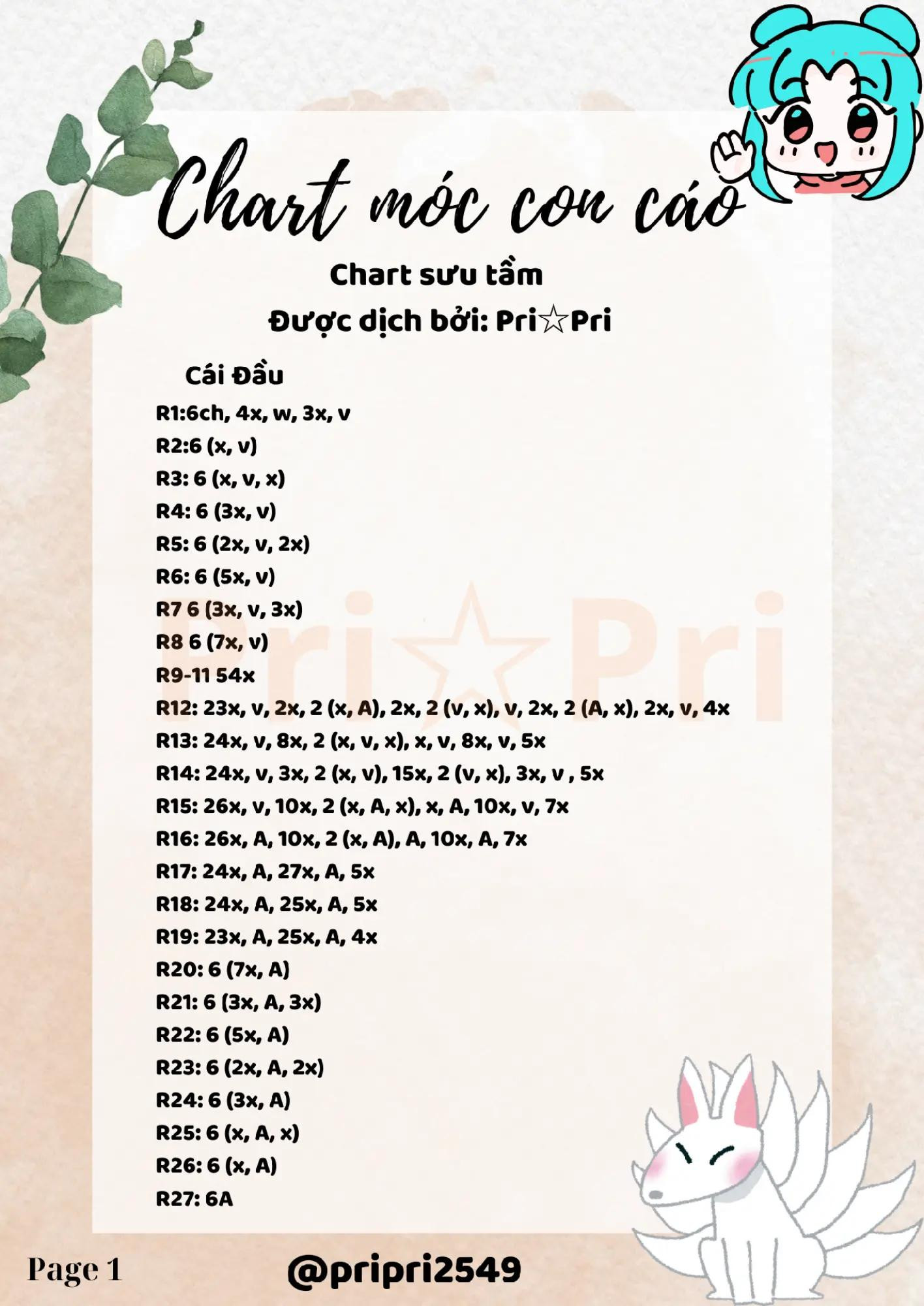 chart móc con cáo ( cửu vĩ hồ ly)