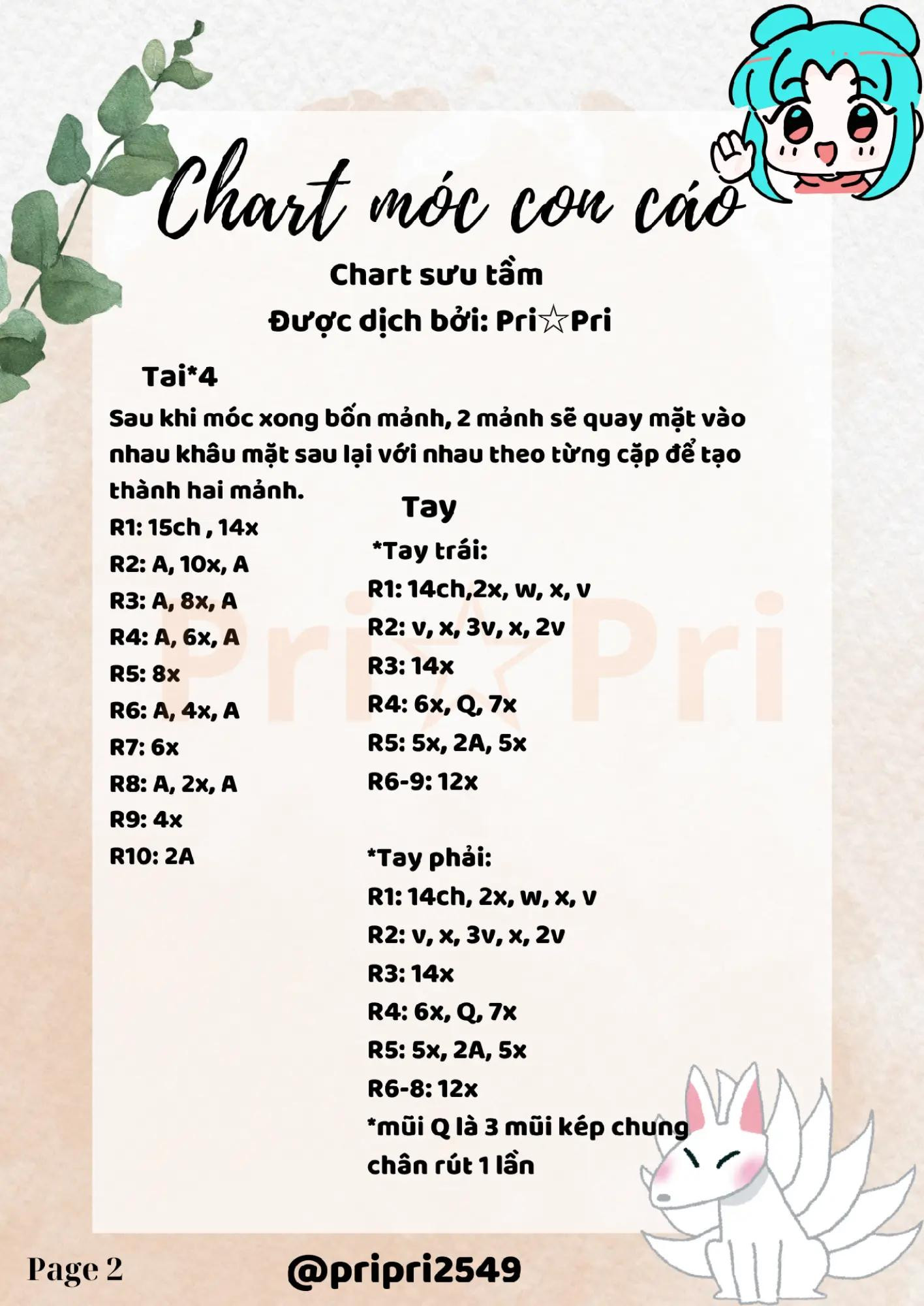 chart móc con cáo ( cửu vĩ hồ ly)