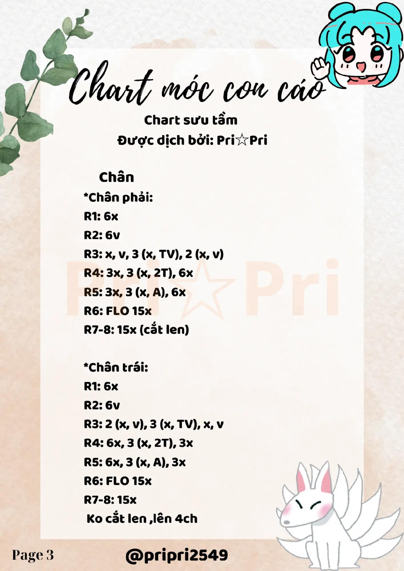 chart móc con cáo ( cửu vĩ hồ ly)