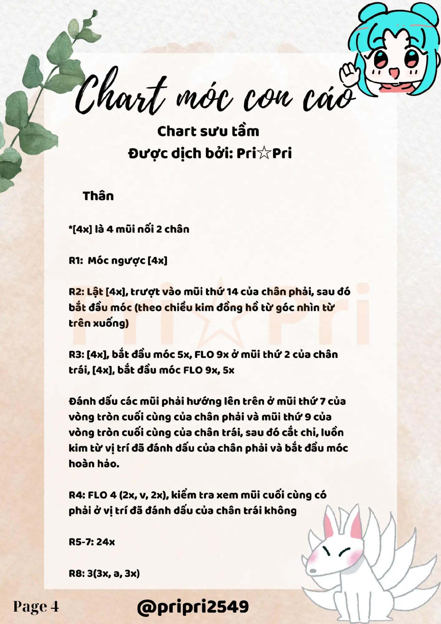 chart móc con cáo ( cửu vĩ hồ ly)