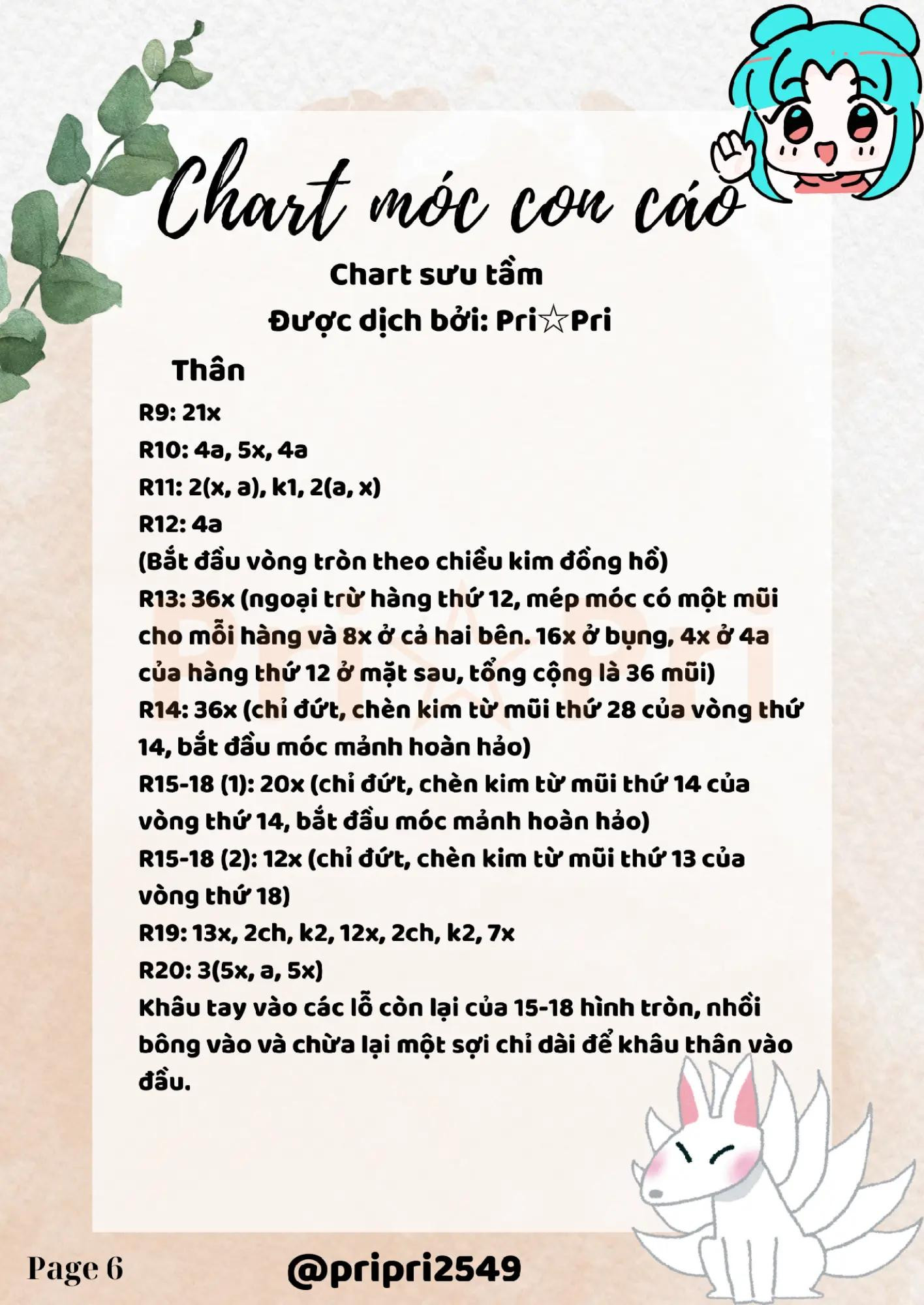 chart móc con cáo ( cửu vĩ hồ ly)