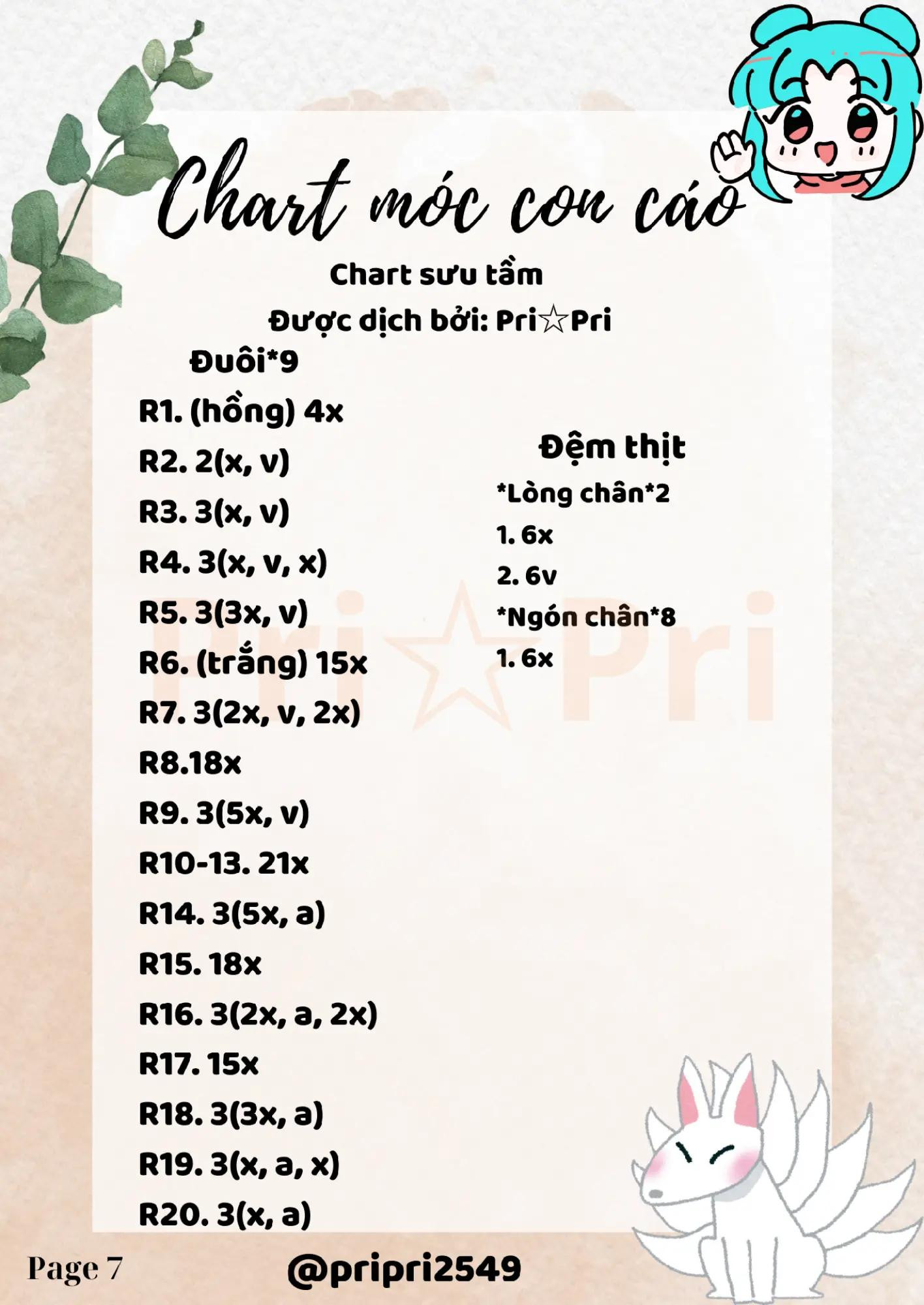 chart móc con cáo ( cửu vĩ hồ ly)