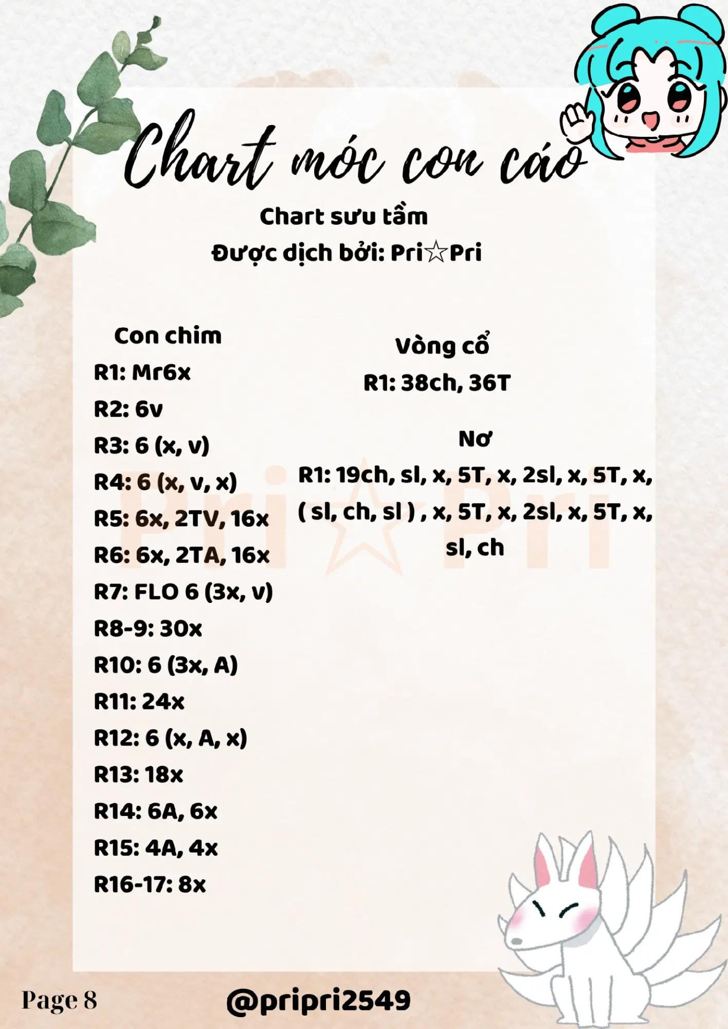 chart móc con cáo ( cửu vĩ hồ ly)