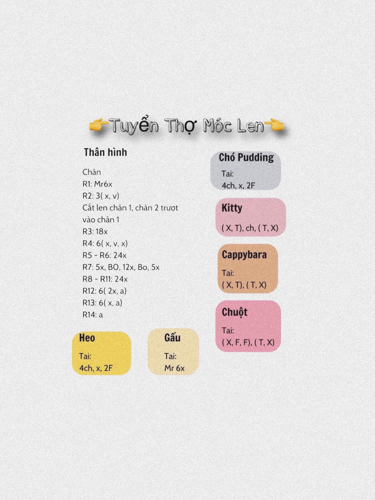 combo chart thú mini