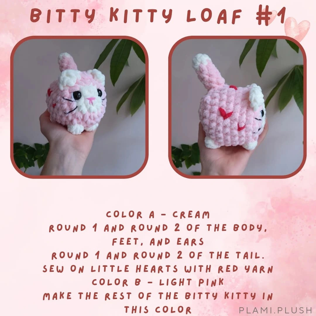 crochet bitty kitty loaf kitty loaf valentines day mods