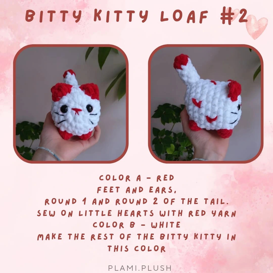 crochet bitty kitty loaf kitty loaf valentines day mods