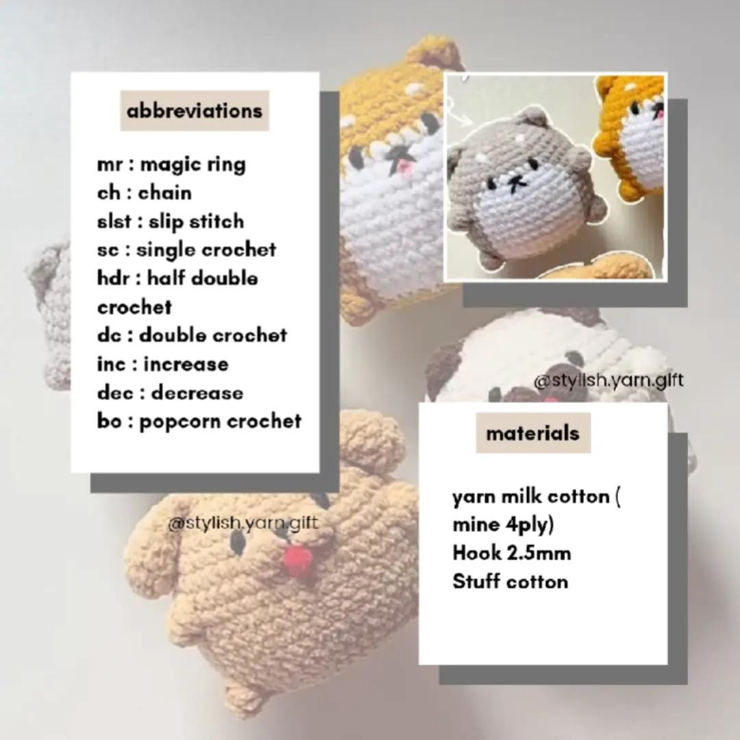 crochet chubby cat (husky & shiba) free pattern