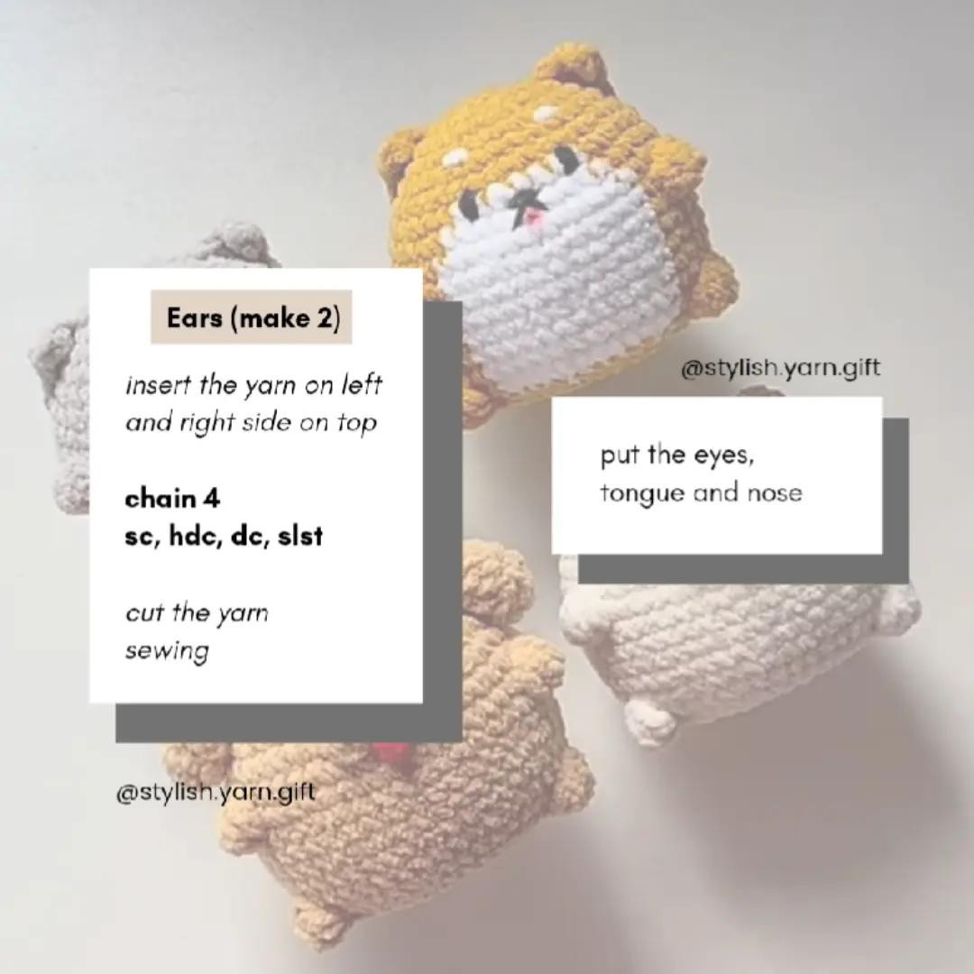 crochet chubby cat (husky & shiba) free pattern