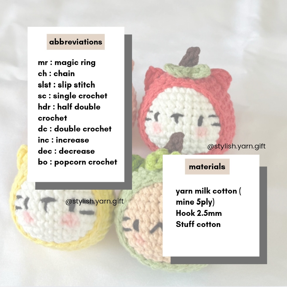 crochet fruity cat free pattern ❣