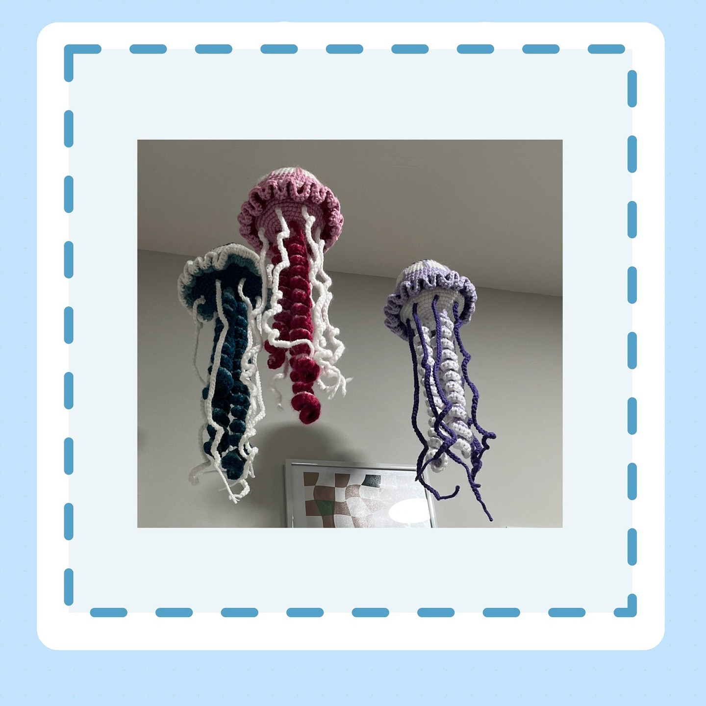 crochet jellyfish wall hanging