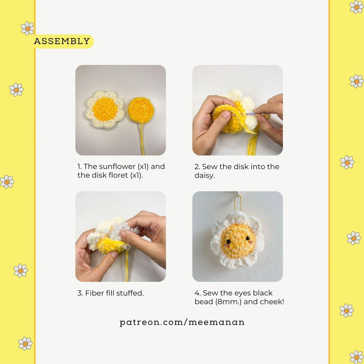 Daisy Keychain (swip👉🏻) Free ~ Pattern A Daisy Keychain 😘🌼