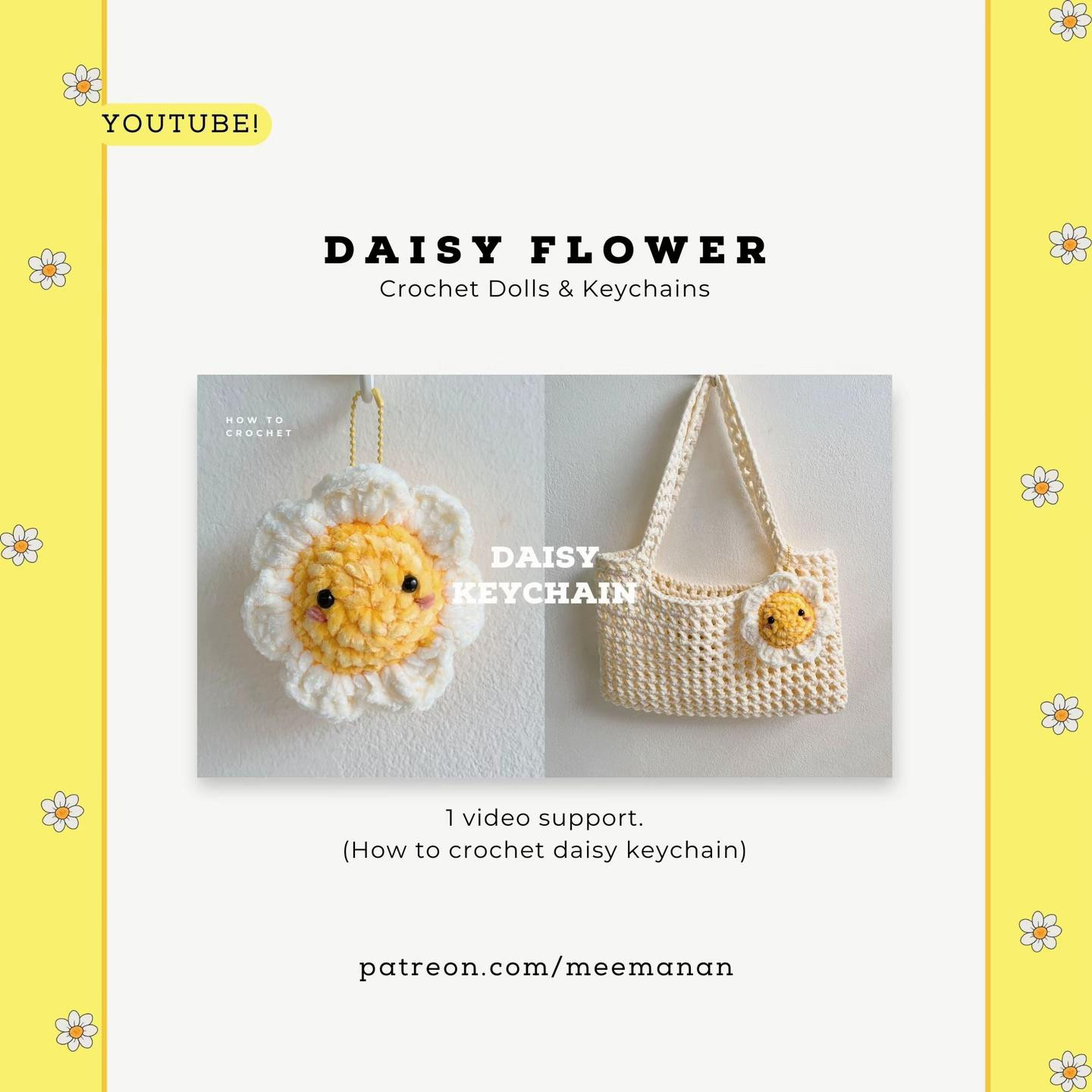 Daisy Keychain (swip👉🏻) Free ~ Pattern A Daisy Keychain 😘🌼