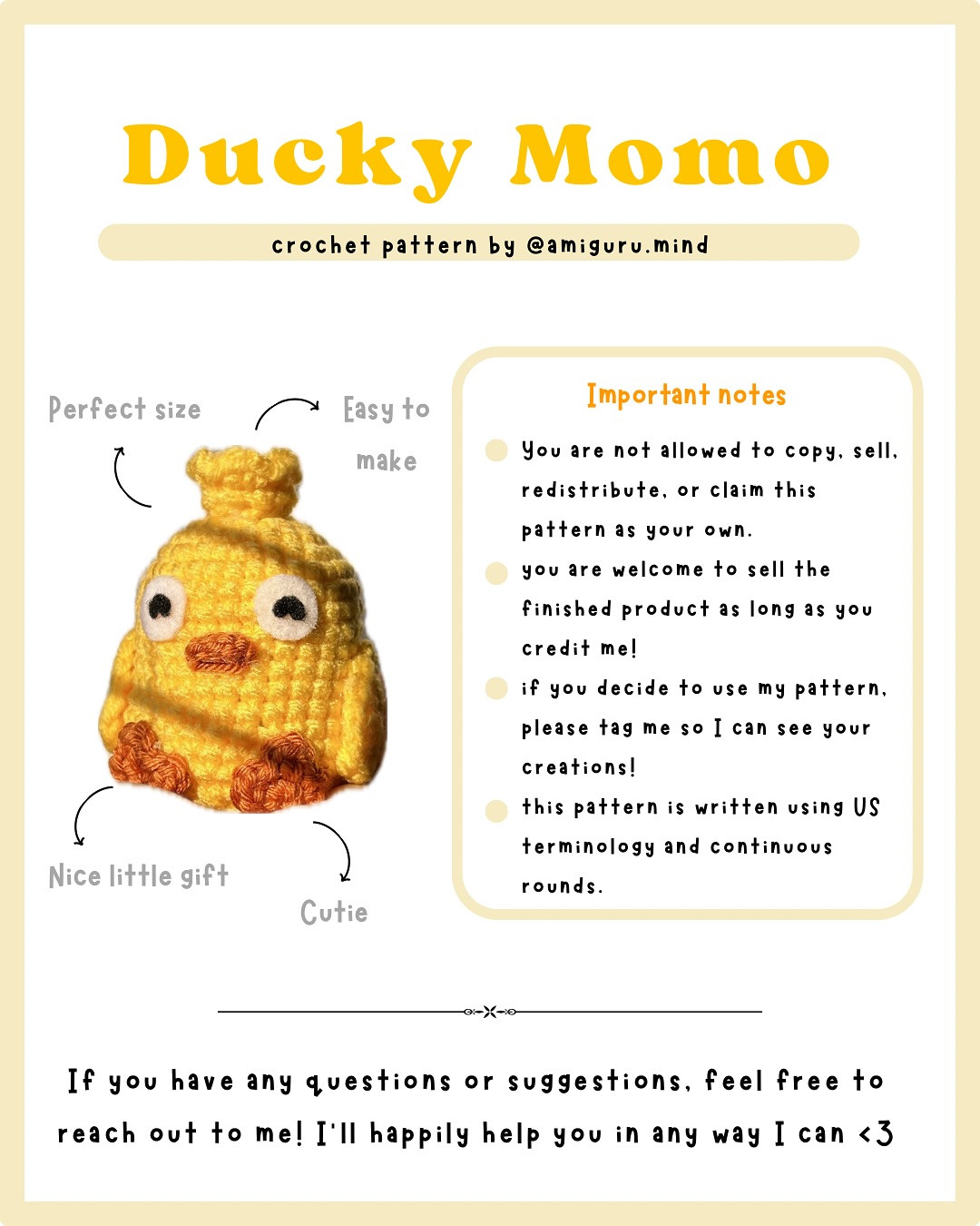 ducky momo FREE PATTERN 💛🖇️