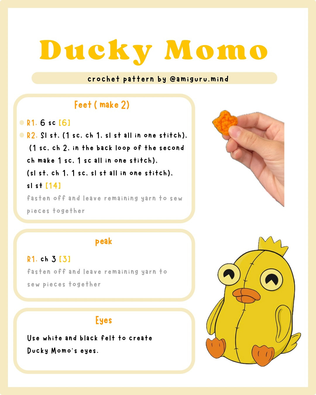 ducky momo FREE PATTERN 💛🖇️