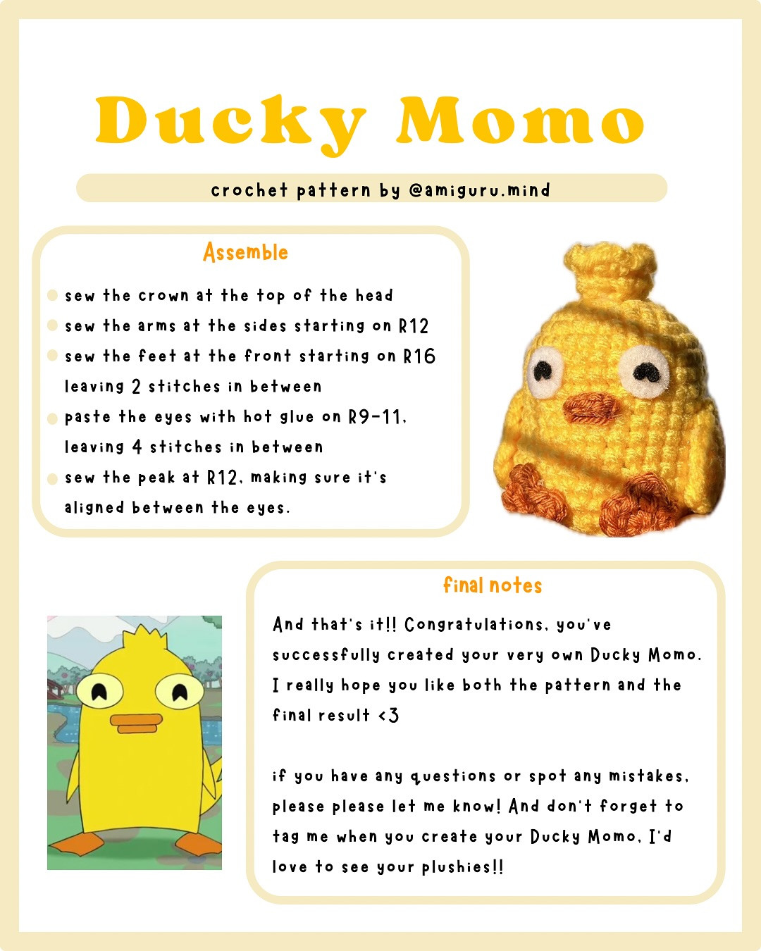 ducky momo FREE PATTERN 💛🖇️