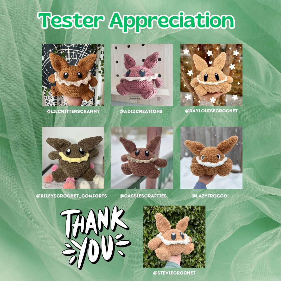 ❤️ EEVEE CROCHET PATTERN RELEASE + TESTER APPRECIATION ❤️