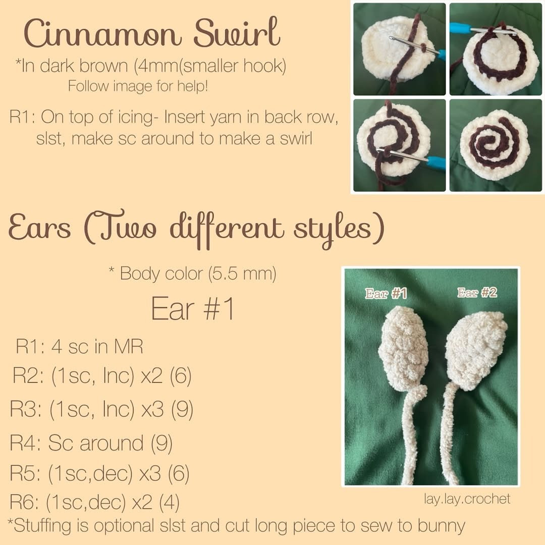 free cinnamon bun bunny pattern