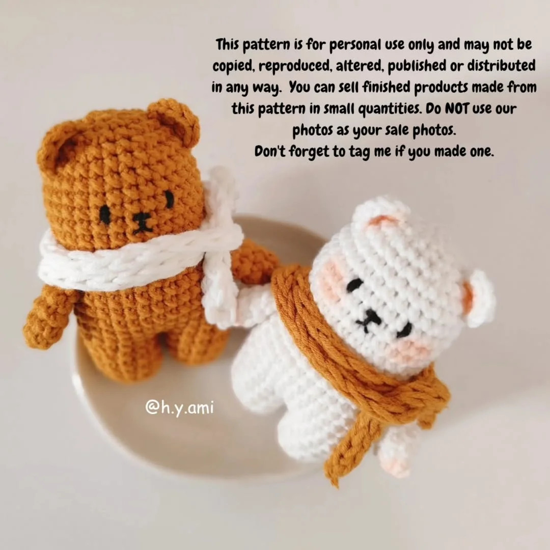 free pattern bear couple keychain