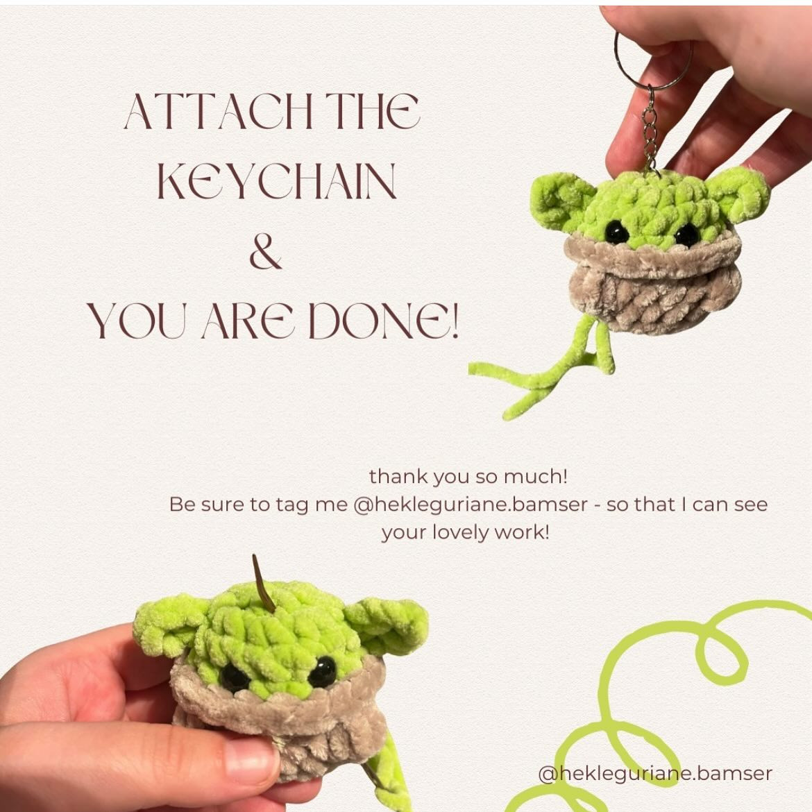 free pattern no sew baby yoda keychain