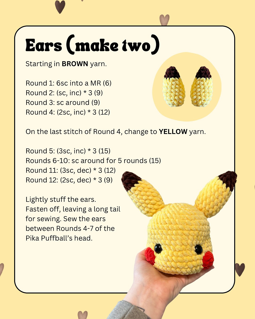 FREE PIKA PUFFBALL PATTERN 💛❤️