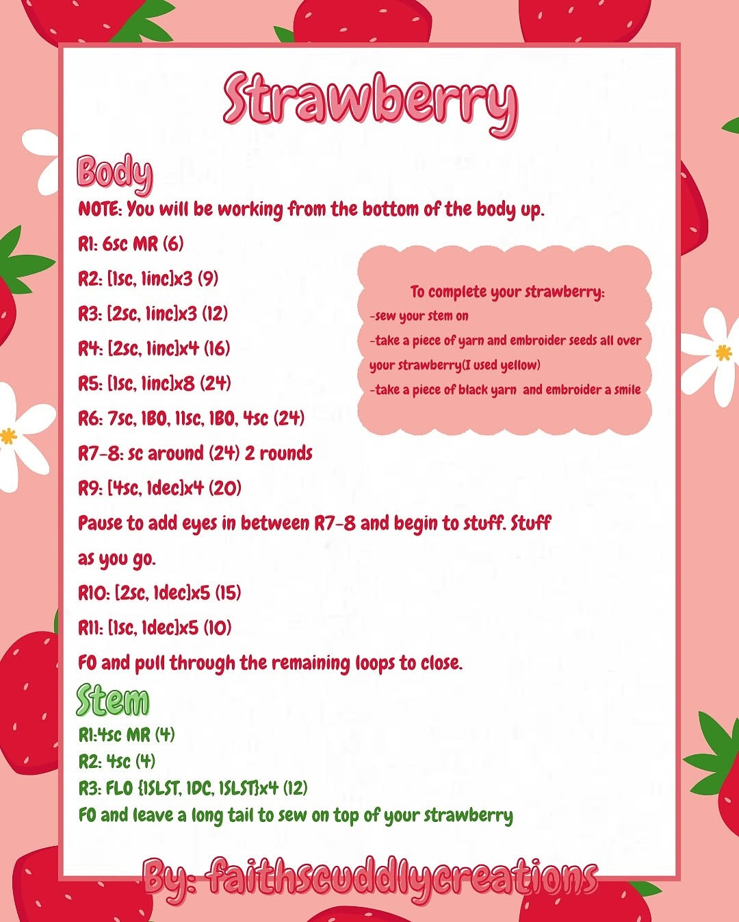 free strawberry swing pattern