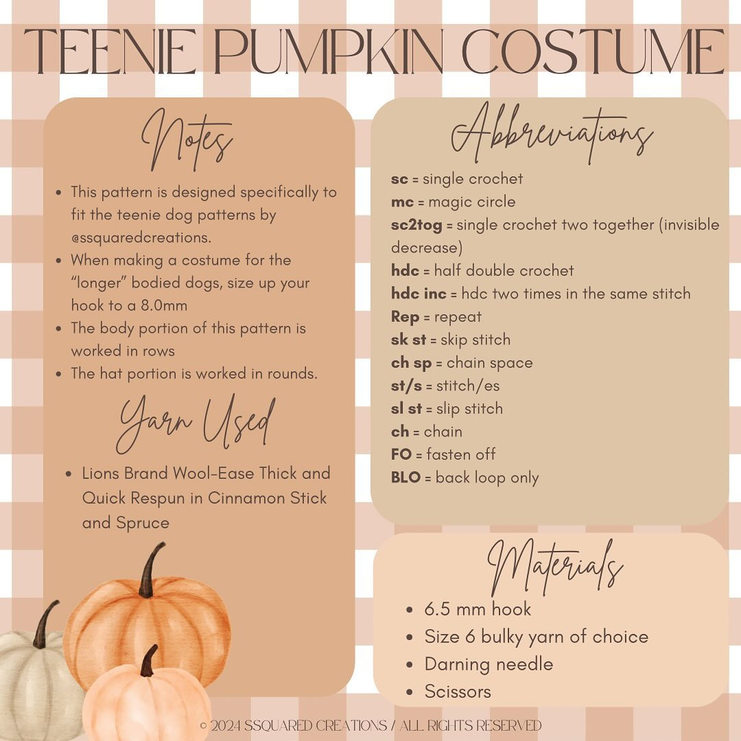 ✨ FREE TEENIE PUMPKIN COSTUME PATTERN ✨